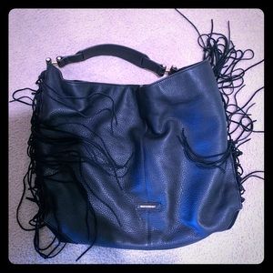 Rebecca Minkoff Clark Fringe Black Suede Hobo Bag
